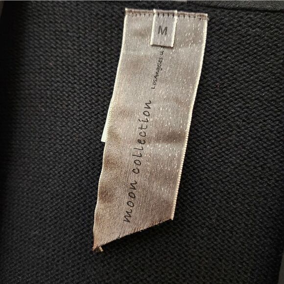 Moon Collection- Black‎ Faux Leather Trim Long Hoodie Jacket md - Picture 6 of 10